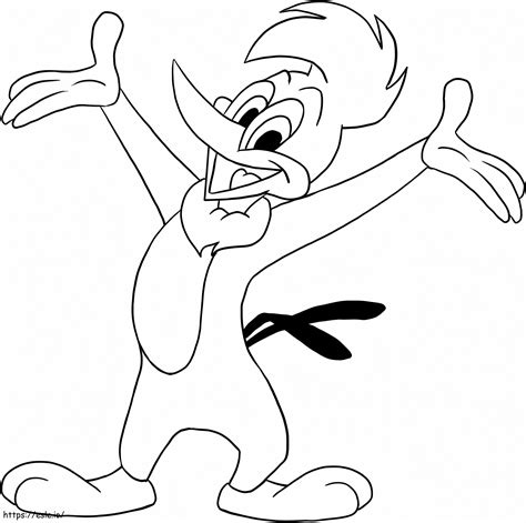 Happy Woody Woodpecker Coloring Page