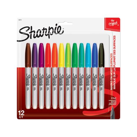 Sharpie Permanent Markers Fine Point Assorted Colors 12