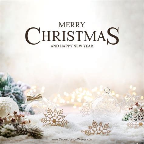 A Merry Christmas And Happy New Year Greeting Card With Snowflakes