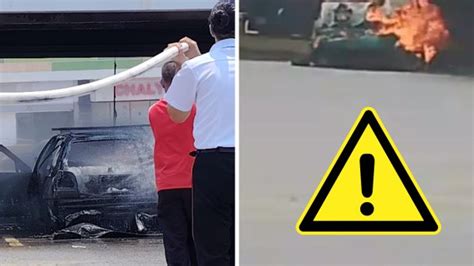 Automóvil se incendia en el estacionamiento de Divertiplaza en Veracruz