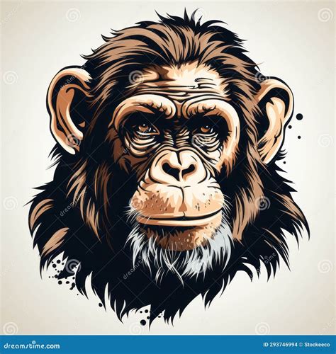 Detailed Chimpanzee Face Drawing In The Style Of Craig Mullins Royalty ...