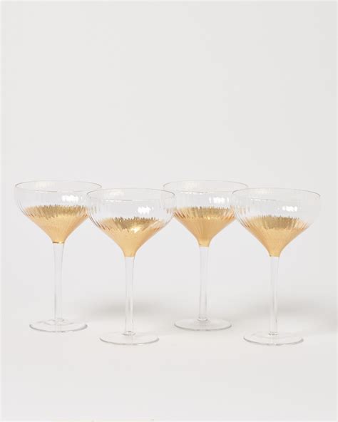 Joli Gold Champagne Saucers Set Of Four Oliver Bonas