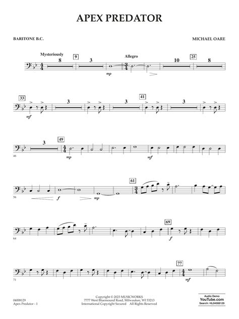 Apex Predator Baritone B C By Michael Oare Sheet Music For Concert