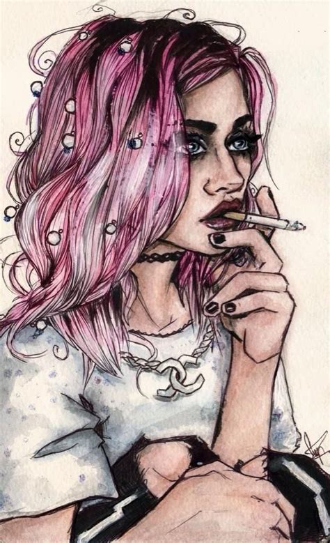 Frances Bean Cobain On Portrait Art Smoke Art Art Girl