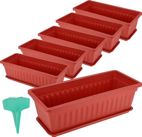 Joikit Lot De Jardini Res Rectangulaires En Plastique Rouge De