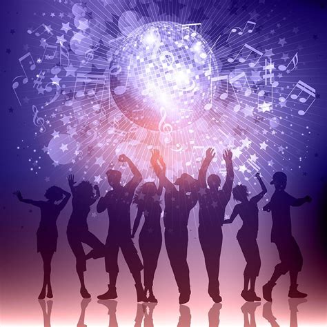 Silhouettes of party people on a music notes background 204050 Vector ...