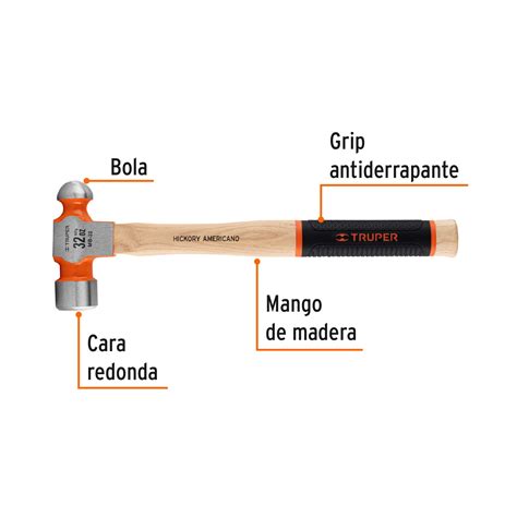 Mb Truper Martillo Pulido De Bola Oz Mango Hickory