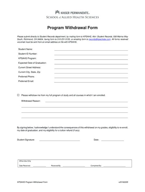 Fillable Online Kpsahs Program Withdrawal Form Bkpsahsorgb Fax Email