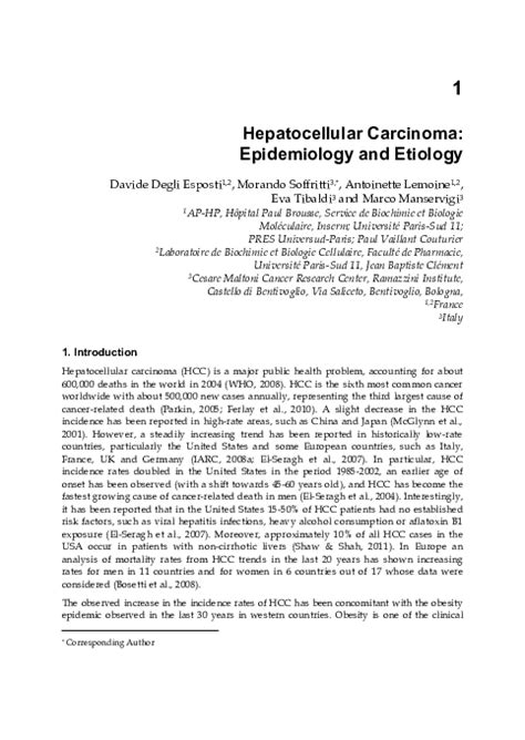 Pdf Hepatocellular Carcinoma Epidemiology And Etiology Eva Tibaldi