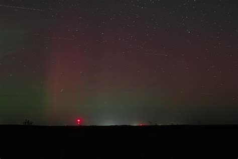 Northern lights visible from Southern Kansas in the Flint Hills. I was