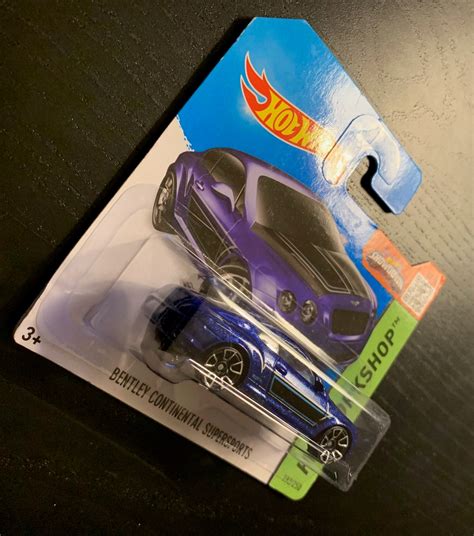 Hot Wheels Bentley Continental Supersports Blue With Black Hood 2014 HW Workshop Short Card