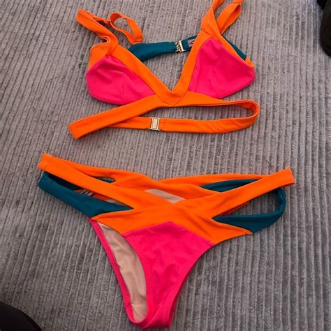 Agent Provocateur Swim Agent Provocateur Mazzy Bikini In Pink Orange Swimsuit Poshmark