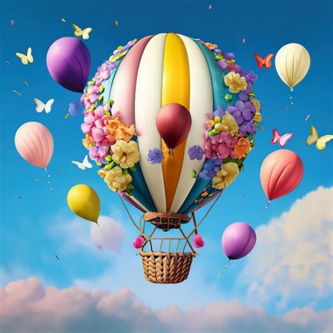 Premium Photo Multi Colored Hot Air Balloon Against Clear Sky In