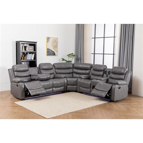 Grey Faux Leather Sectional Sofas Bed Bath Beyond