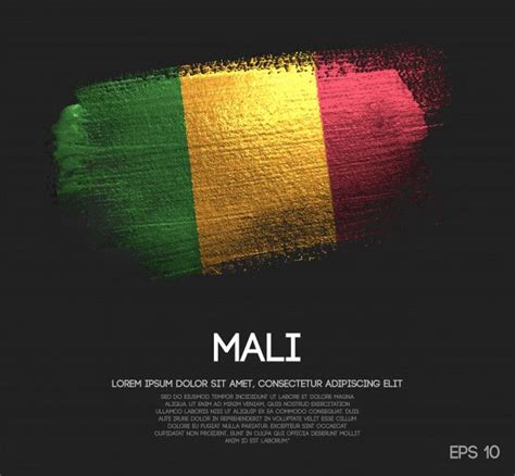 Drapeau Du Mali En Peinture à Paillettes Scintillantes Vecteur