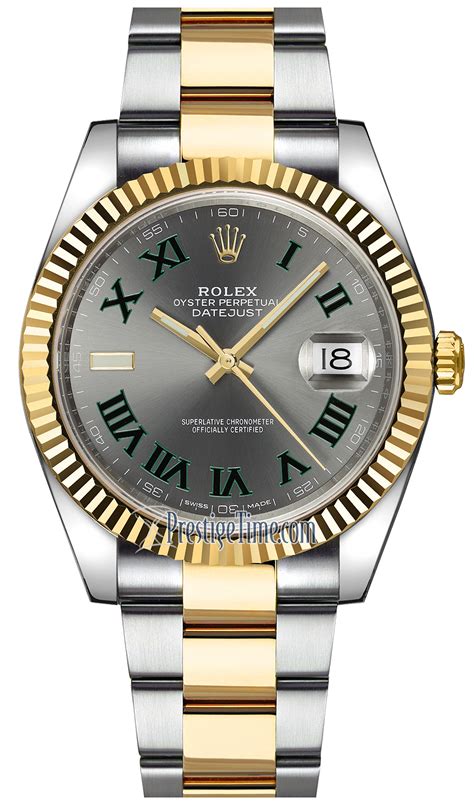 126333 Slate Roman Oyster Wimbledon Rolex Datejust 41mm Steel And