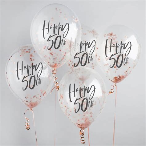 Happy 50th Balloons 5 Pack, 50th Birthday Balloons, 50th Helium ...