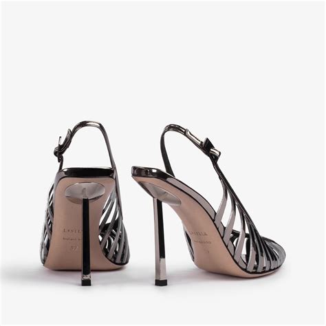 Pewter Metallic Slingback With Straps Le Silla