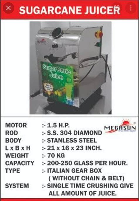 Semi Automatic Commercial Sugar Cane Juicer Yield 80 LTS PER HOUR At