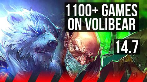 VOLIBEAR Vs SINGED TOP 7 Solo Kills 1100 Games EUW Diamond 14