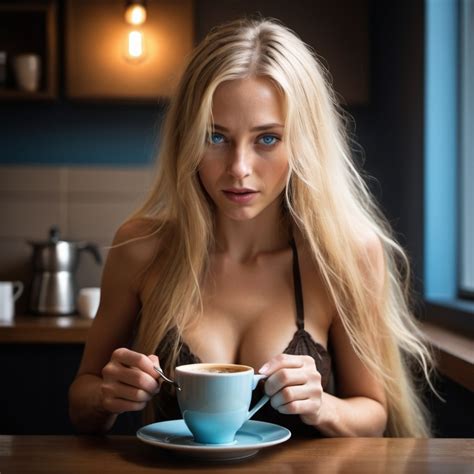 Woman With Long Blonde Hair And Blue Eyes Dressed Sc