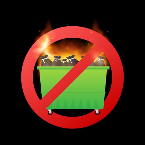 No Burning Garbage Vector Illustration Fire Flame Vector Art