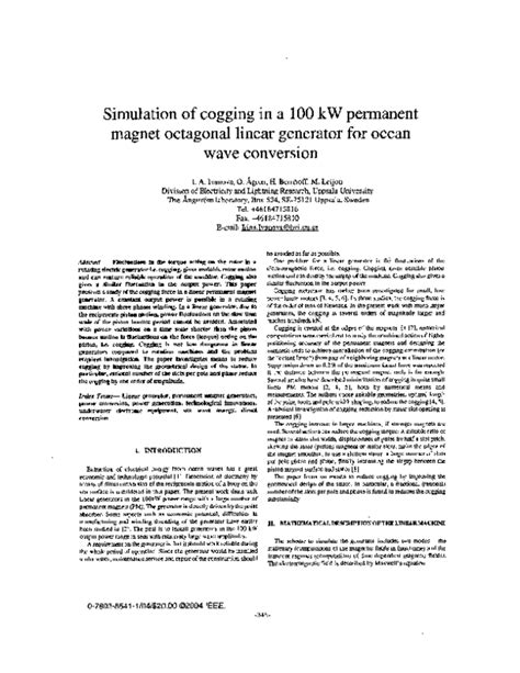 (PDF) Simulation of cogging in a 100 kW permanent magnet octagonal ...