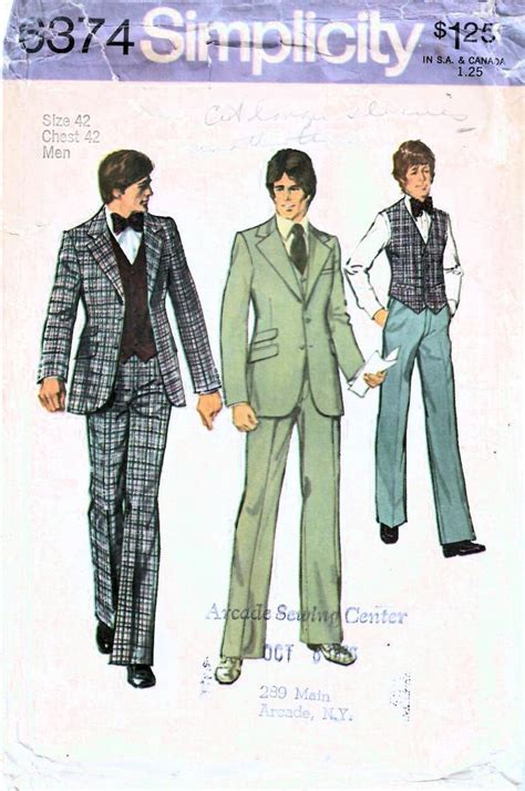 S Simplicity Vintage Sewing Pattern Men S Piece Suit