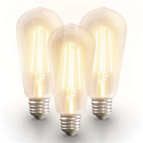 3x Smart E27 Led Filament Lamp St64 Wifi And Bt 806lm 7 Watt