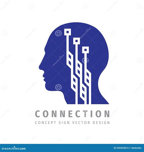 Head Brain Concept Logo Design. Computer Electronic Technology Sign