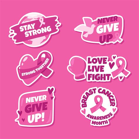 Pinky Breast Cancer Sticker Set 3284696 Vector Art At Vecteezy