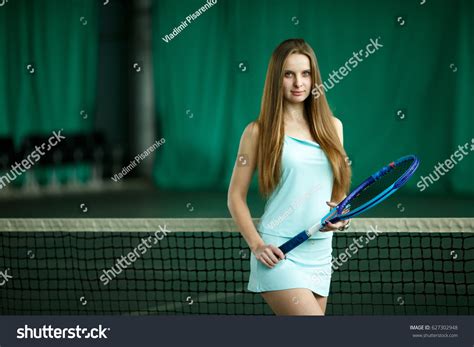 Sexy Brunette Female Tennis Player Posing Stock Photo 627302948 Shutterstock