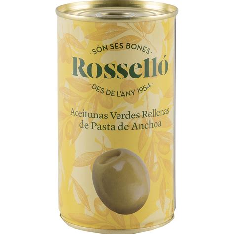 Aceitunas Rellenas De Anchoa Lata 125 G Neto Escurrido ROSSELLO