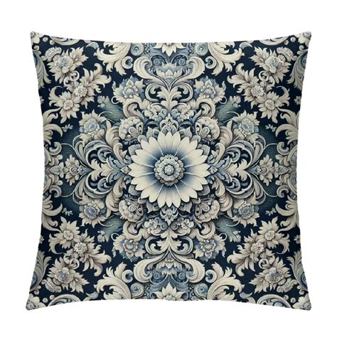 Comio Navy Blue Boho Pillow Covers Bohemian Ethnic Carpet Pattern