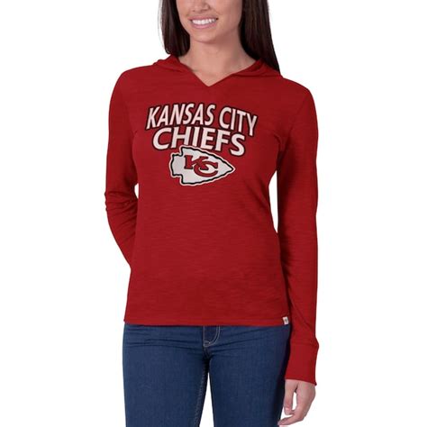 Womens Kansas City Chiefs 47 Brand Red Primetime Hooded Long Sleeve T