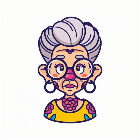 A Cartoon Woman With Glasses And Tattoos On Her Face Premium Ai