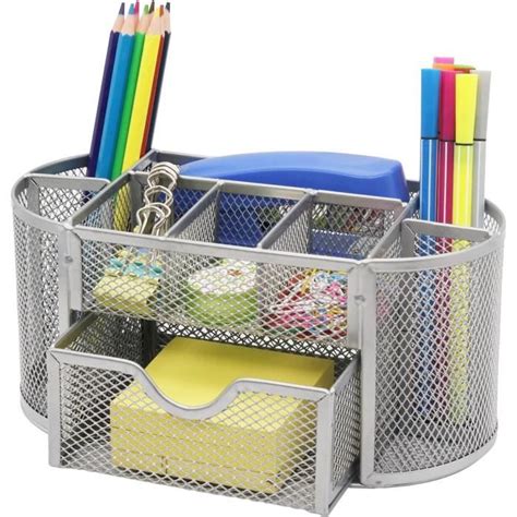 Porte Crayons En M Tal Rangement Bureau Pot Crayons