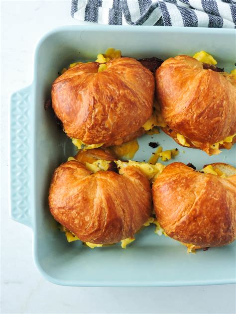 Baked Bacon Egg Cheese Croissant Breakfast Sandwiches - Fresh Fit Kitchen