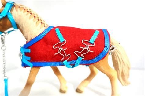 Schleich Horse Redblue Horse Rug And Halter Etsy