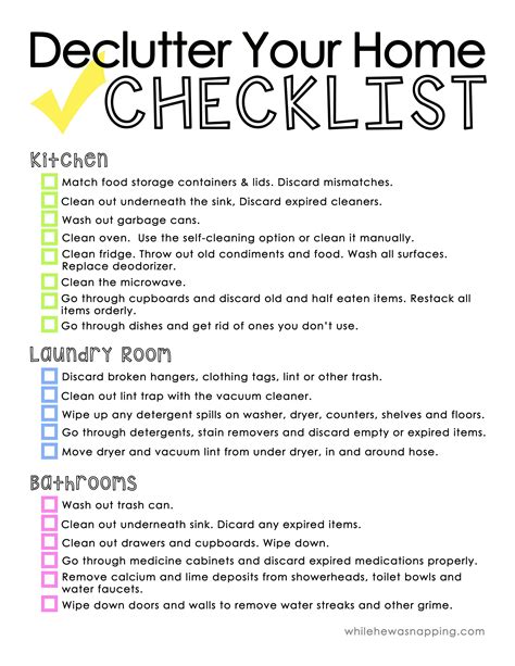 Declutter Your Home Printable Checklist Deep Cleaning Tips Cleaning