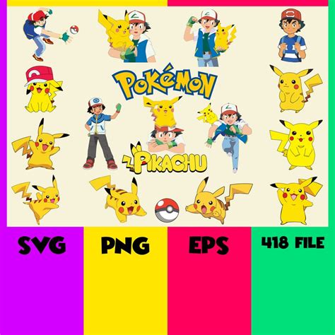 Pokemon Characters Pikachu Svg Clipart Pikachu Bundle Svg Cut Files