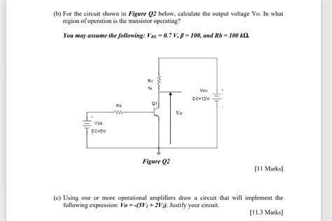 Solved B For The Circuit Shown In Figure Q2 Below