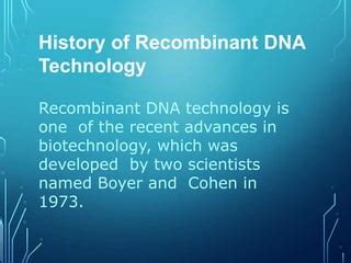 Recombinant DNA Technology | PPT