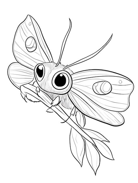 Um Desenho De Uma Borboleta Olhos Grandes E Uma Cauda Longa