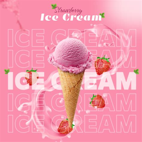 strawbeery ice cream tempalte design | Figma