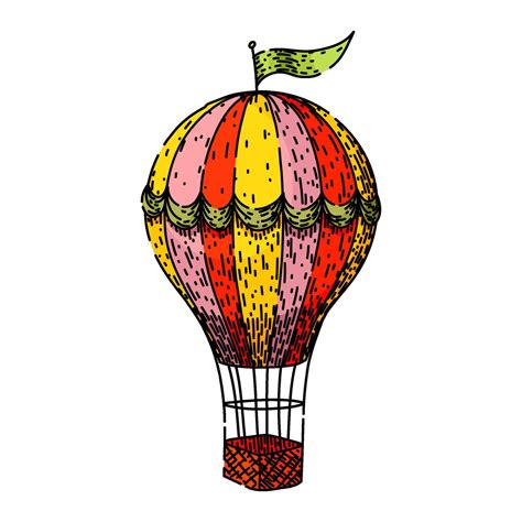 Basket Hot Air Balloon Sketch Hand Drawn Vector Art At Vecteezy