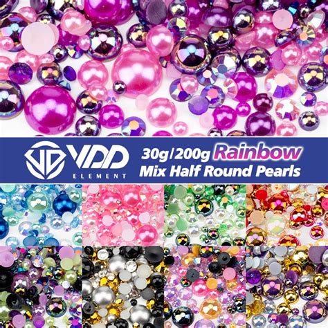 Vdd G Mix Size Mm Mm Abs Half Round Pearls Flatback Beads Ab