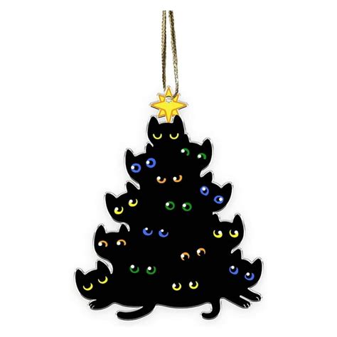 TERGAYEE Black Cat Ornaments for Christmas Tree,Cat Xmas Decor Tree ...