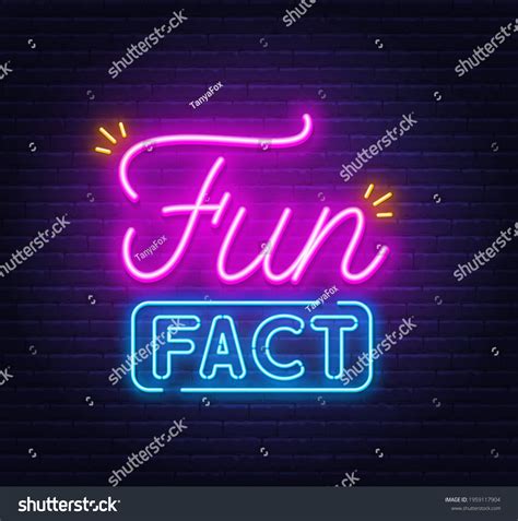 Fun Fact Neon Sign On Brick Stock Vector Royalty Free