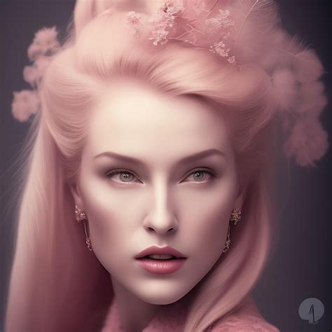 Premium Photo A Woman With Pink Hair And Flowers In Her Hair